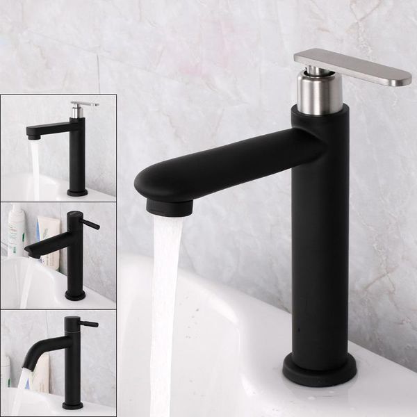 

bathroom sink faucets basin single cold faucet hole handle wash mixer tap black finish