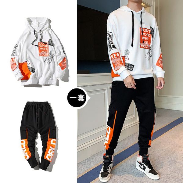 

men's tracksuits 2 piece set tracksuit for men 2021 korean fashion trends designer clothes teens hip hop hoodies and sweatpant harajuku, Gray