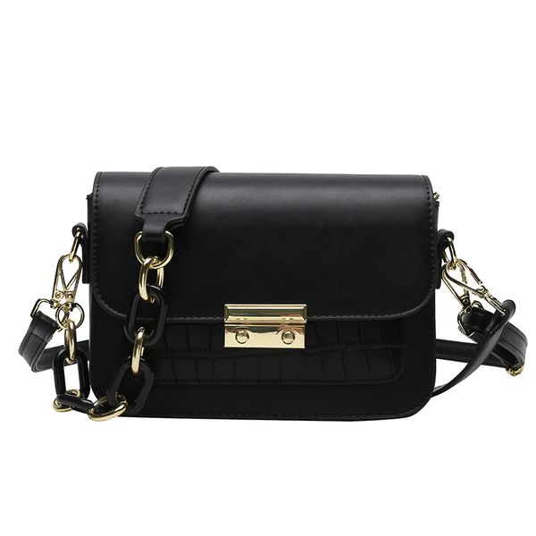 

messenger bag female 2021 spring and summer urban trend solid color stone pattern korean fashion big chain young ladies mobile wallet should, Black;red