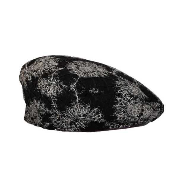 

berets beret women spring winter fashion embroidery snowflake hat female gorras black knitted, Blue;gray