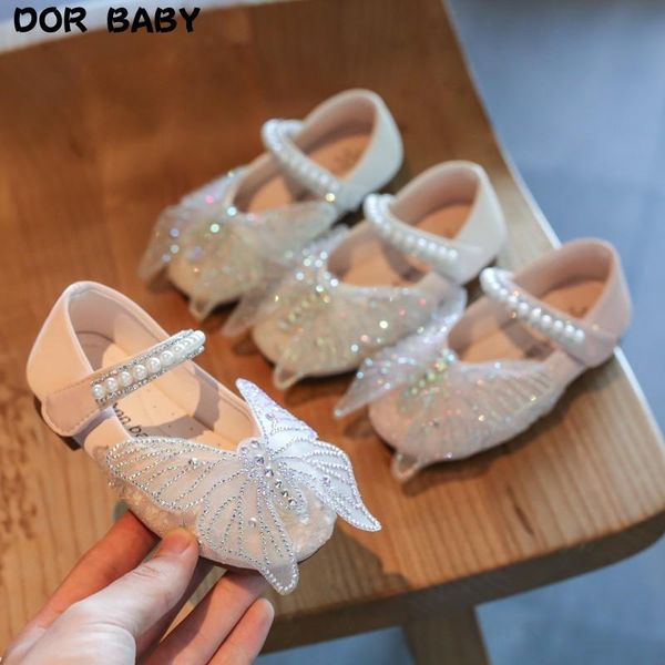

butterfly girls shoes, princess slippers with rhinestones and pu pearls, korean fashion, flats, 2021 flat shoes, Black;grey
