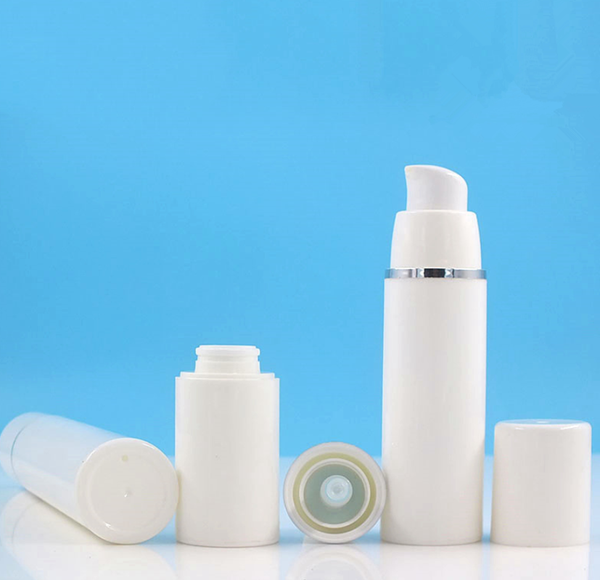 

storage bottles & jars 10pcs white airless pump bottle empty clear cap plastic container foiled travel toiletries packaging for lotion 15ml