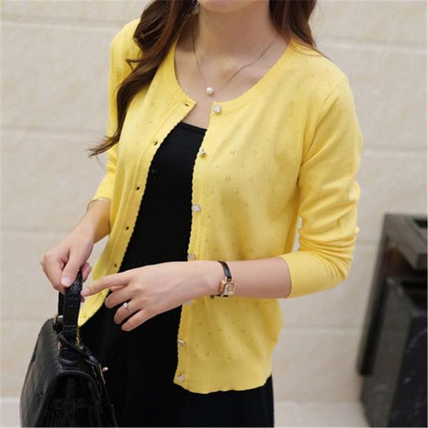 

women's knits & tees 2021 short design thin cardigan women's cutout sunscreen air conditioning shirt sweater knitted outerwear smal, White