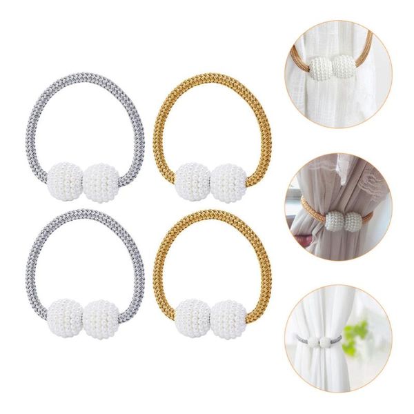

curtain & drapes 4pcs creative clips buckles magnetic pearl tiebacks