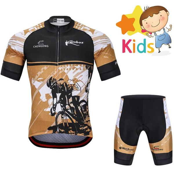 

racing sets 2021 summer children's cycling jersey set gel pad breathable kids clothing ropa ciclismo bicycle short suit, Black;blue