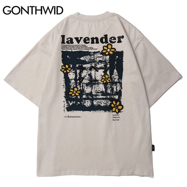

gonthwid tees shirts streetwear hip hop harajuku daisy flowers short sleeve tshirts fashion mens summer casual cotton loose 210706, White;black