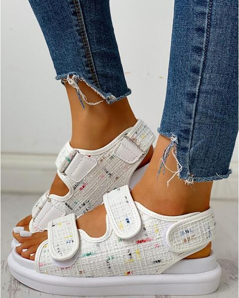 

sandals 2021 women's summer roman open toe shoes rhinestones flat bohemian comfortable fish mouth beach, Black