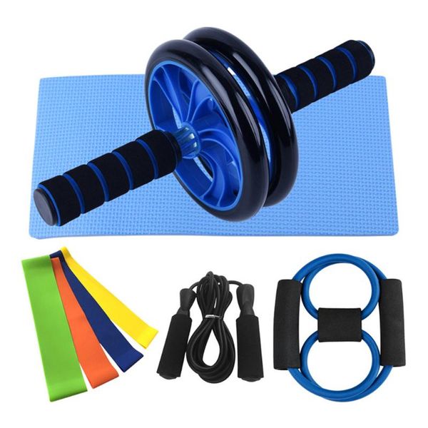 

in 1 fitness equipment set ab roller resistance bands jump rope pull training