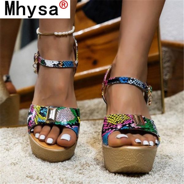 

summer women's sandals fashion vintage buckle serpentine wedges outdoor open toe platform casual shoes, Black