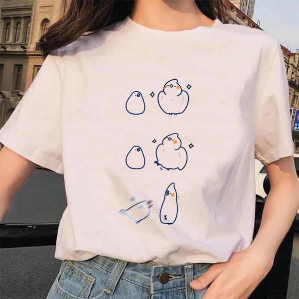 

women's t-shirt cartoon parrot t shirt women harajuku ullzang aesthetic tshirt for grunge korea graphic tee female, White