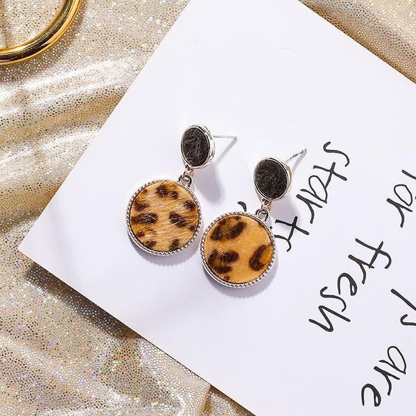 

dangle & chandelier 2021 arrive leopard print flower sweet heart geometric round square drop earrings for women jewelry pendientes brincos1, Silver