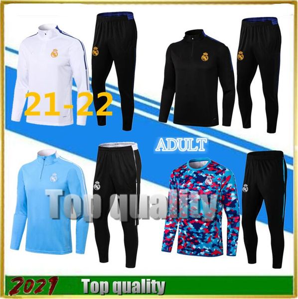 

real madrid 2021 hazard tracksuit jacket kit 2022 modric benzema bale full zip football training suit jackets tracksuits windbreaker hoodie, Black