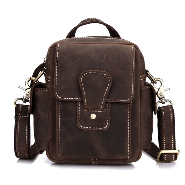 

men's trade multifunctional casual messenger leather, bag, crazy horse foreign retro one-shoulder layer first bag waist cowhide b ktwtr