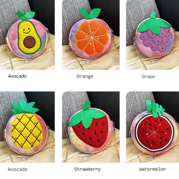 

kids girls glitter plush fleece crossbody purses chain bag orange grape fruits shape cartoon messenger shoulder bags wallet handbag christma, White