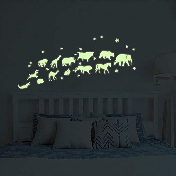 

wall stickers animals glow in the dark jungle adventure stars peel and wallpaper decals kids bedroom nursery home mural decor