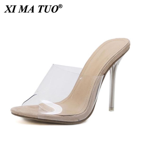 

dress shoes 2021 pvc jelly sandals crystal open toed thin heels women transparent heel slippers pumps, Black