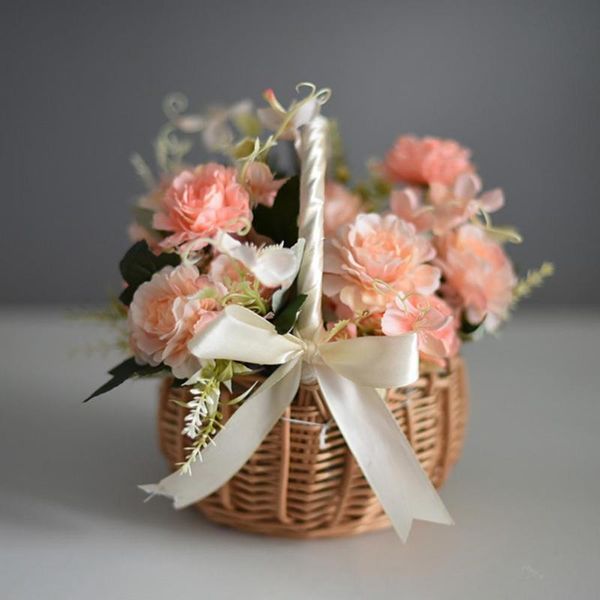 

40% s flower basket woven hand-held wicker decorative picnic storage for home baskets