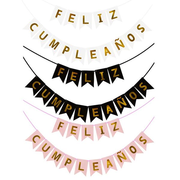 

1pcs spanish letter flag birthday decoration paper happy banner for kids party backdrop pendant decor