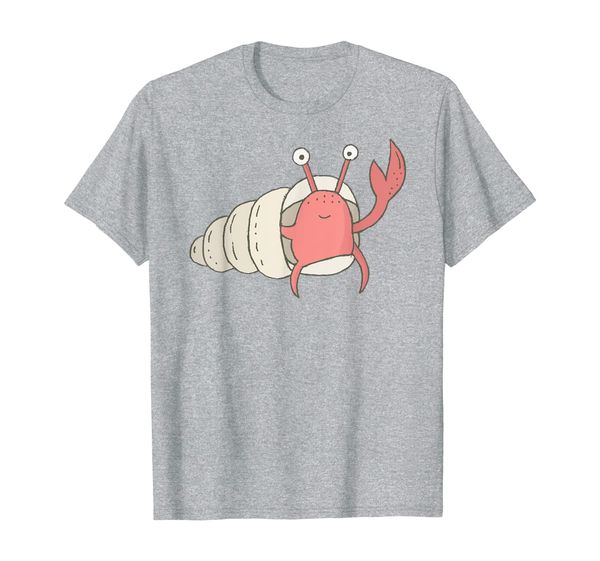 

cute hand drawn art hermit crab says hi t-shirt, White;black