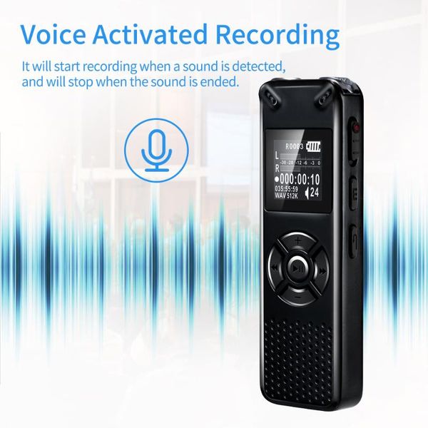 

digital voice recorder portable activated audio sound dictaphone mp3 music player support timer recording telephone