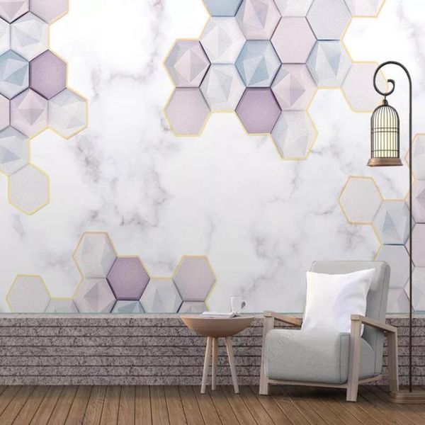 

wallpapers milofi custom 3d wallpaper mural solid geometry irregular hexagon marble background wall decoration
