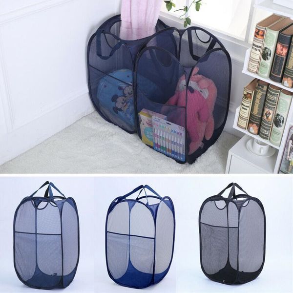 

laundry bags foldable organizer washing clothes mesh bin steel wire large capacity multifunctional storage bag portable hamper basket