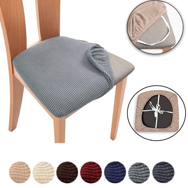 

comfortable soft solid color stretch elastic chair covers removable washable seat cushion protector slipcover for dining room