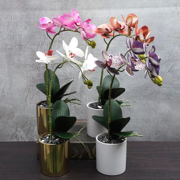 

decorative flowers & wreaths simulation butterfly orchid bonsai fake flower artificial plant potted white purple red phalaenopsis for home o