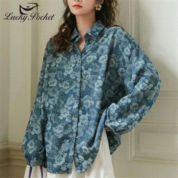 

women's blouses & shirts women spring autumn slim blue floral print shirt ladies fashion sweet style plus size female brand casual zm7, White