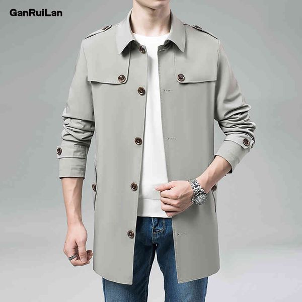

est coat men long jacket mens spring autumn casual windbreaker overcoat fashion button male clothing b0832 210518, Black;brown