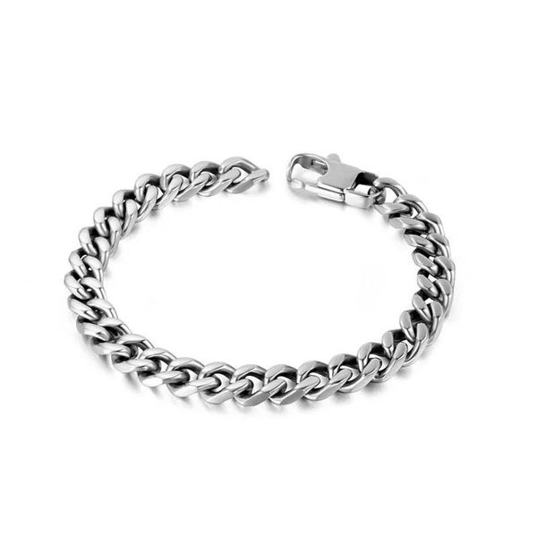 

link, chain bracelets mens stainless steel on hand jewelry hip hop rock charm bracelet gifts for man accessories wholesale, Black
