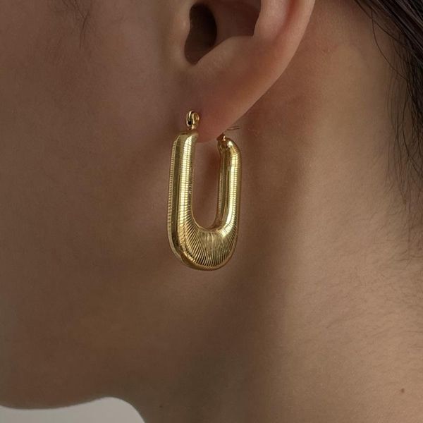 

hoop & huggie lovoacc minimalist metal alloy earrings for women gold silver color rectangle geometric party jewellery, Golden;silver