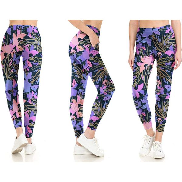 

women's leggings 2021 pattern fashionable hip lifting high waist fitness geometric patterns digital printing pants, Black