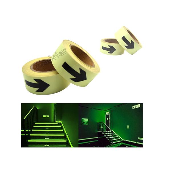 

10m sell 5cm width glow in the dark tape lasting 4 hours wiht arrow printing for safety guiding traffic light