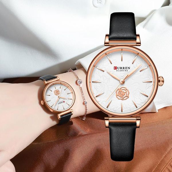 

charming women's wristwatches fashion leather elegant rose flower dial quartz watches female clock women watch, Slivery;brown