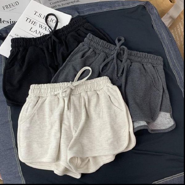 

womens short summer gray shorts women fashion ladies elastic waists pants girl cotton black home for female s xl, White;black