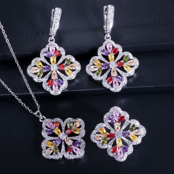 

ki0080 new micro inlaid zircon earring ring pendant three piece fashion versatile small set multi-color options, Black