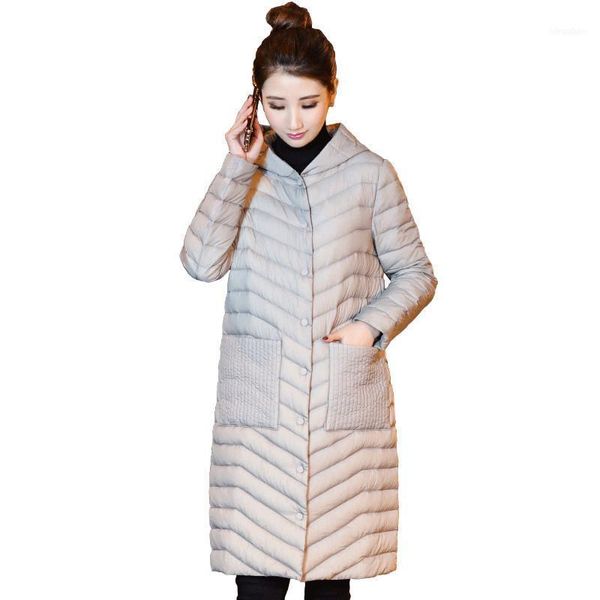 

women's down & parkas female 2021 winter long white duck jacket coat ladies loose korean warm hooded coat1, Black
