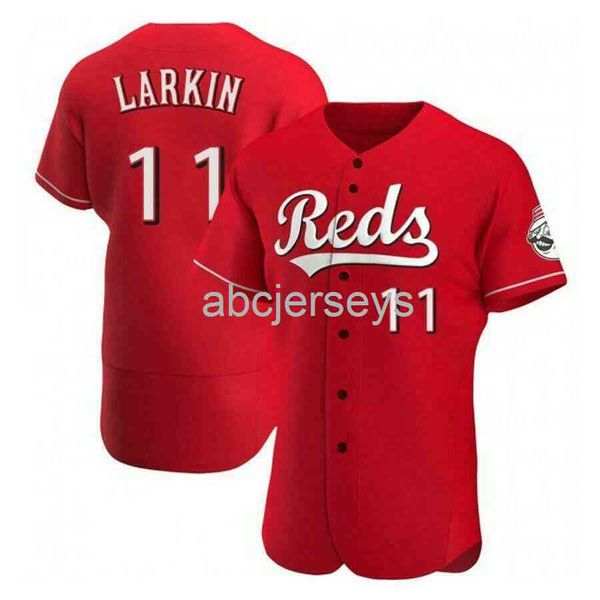 

barry larkin #11 red baseball jersey xs-6xl, Black