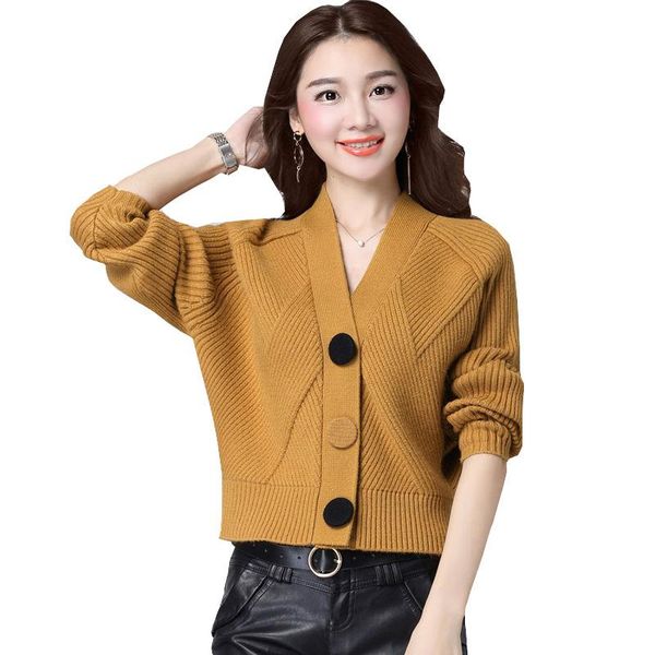 

women's knits & tees 2021 women spring knitting jacket female bat short lady elegant cardigan sweater coat large size slim sweaters g43, White