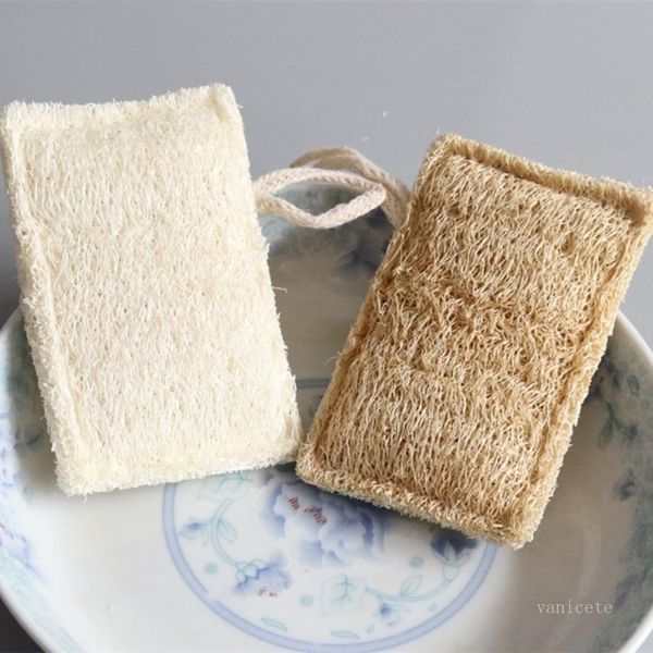 Luffa naturale Spazzole da bagno Panno per piatti Scrub Pad Piatto Ciotola Pentola Facile da pulire Luffa Spugna Cucina T2I52342