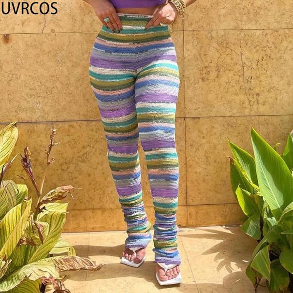 

women's pants & capris uvrcos y2k fashion trousers biker style knitted hipster slim color blocking elasticity high weist simple casual, Black;white