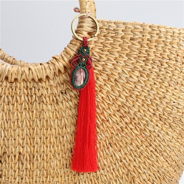 

keychains 1pc boho style tassel key chains bag hanging gift for women jewelry diy handmade ring, Silver