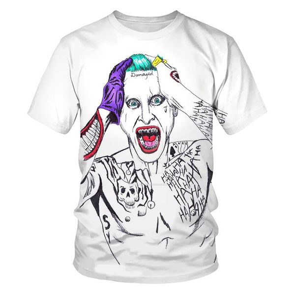 

men's t-shirts 2021 clown t-shirt face funny shirt round neck fashion streetwear 3d short sleeve style, White;black