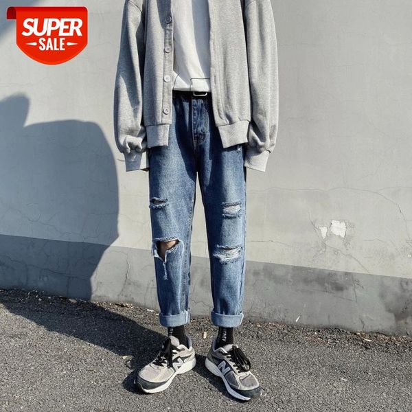

2020 summer men's fashion holes stretch slim fit homme casual pants classic style blue color jeans biker trousers denim s-2xl #2x4g