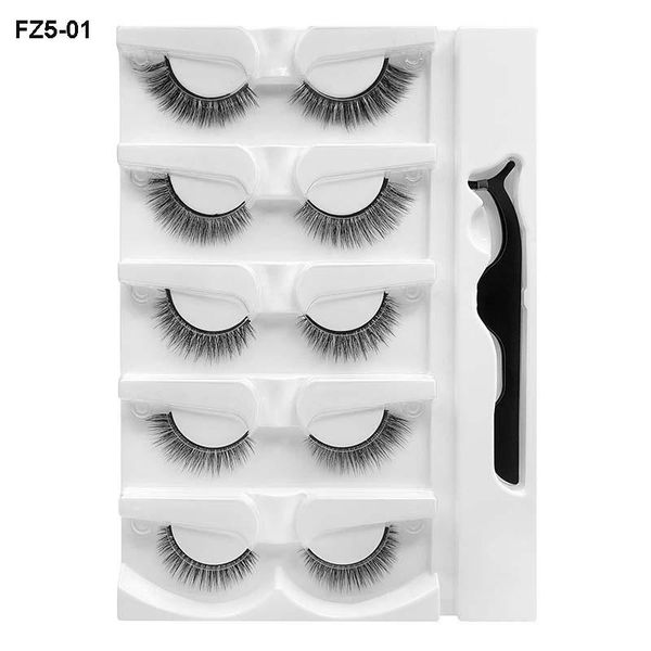 

arrival natural 5 pairs 3d self-adhesive false eyelashes set soft light handmade reusable glue-fake lashes 3 sets/lot