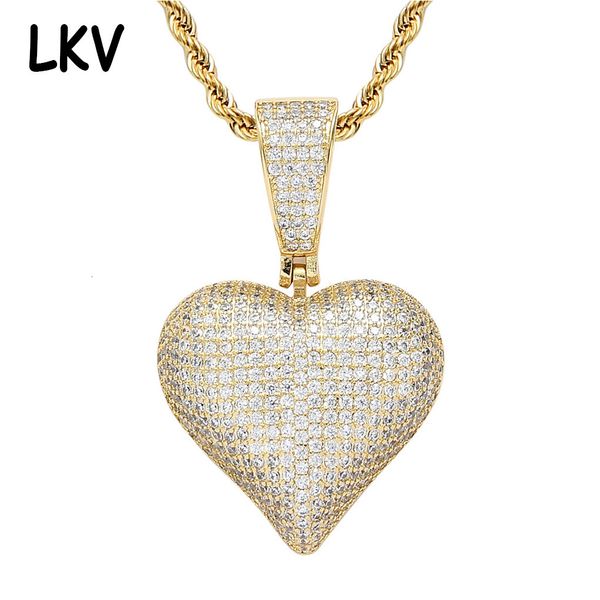

temperament simple love pendant copper plated 18k gold micro inlaid zircon clavicle chain hip hop couple necklace, Silver