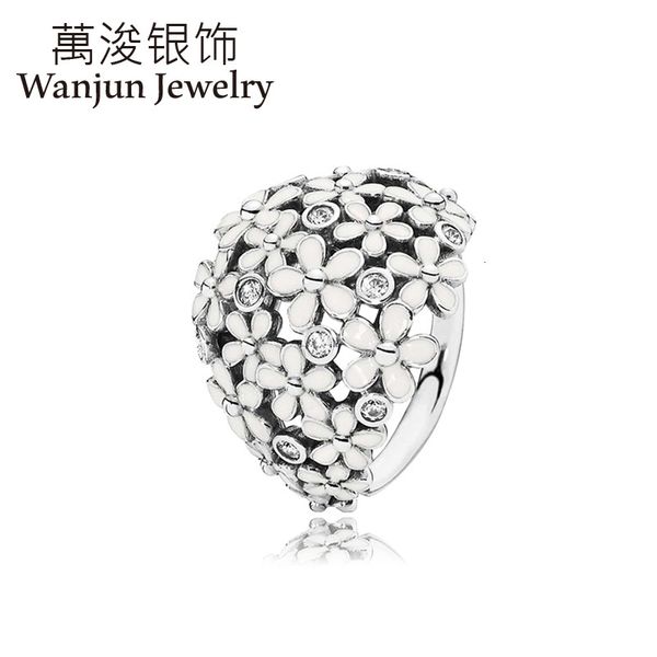 

wanjun s925 silver special white daisy flower exaggerated big ring fashion