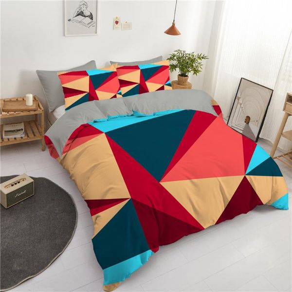 

bedding sets creative geometric set  king single size comforter duvet cover 2/3pcs luxury printed quilt covers pillowcases
