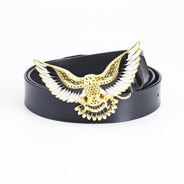 

belts 2021 luxury gold/sliver eagle buckle belt men genuine leather waist 3.8cm retro men's designer, Black;brown